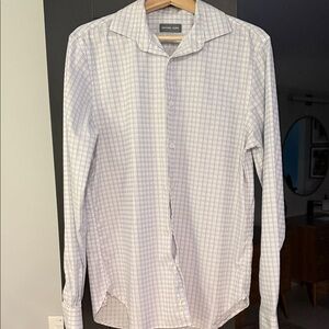 Michael Kors Men's White Grid Dress Shirt
